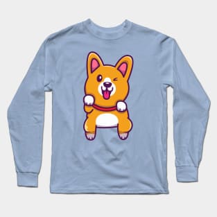 Cute Corgi Jumping Long Sleeve T-Shirt